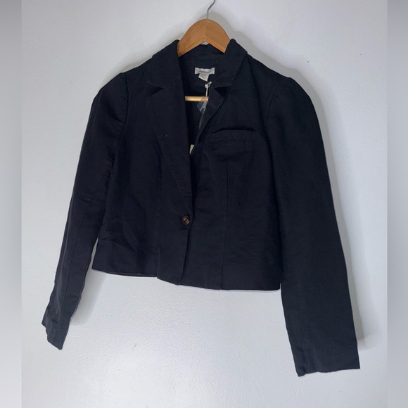Sundance Jackets & Blazers - NWT Sundance Crop Single Button Blazer Black Cotton Linen Blend PS